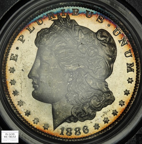 1886 Proof-Like Morgan Silver Dollar $1 PCGS MS 65 PL CAC (Toned!!!) - Picture 4 of 8