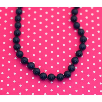 Vintage Gothic Dark Blue Beaded Necklace by Trifari 18 inch - P11