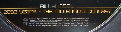 BILLY JOEL SELECTIONS FROM 2000 YEARS THE MILLENNIUM CONCERT PROMO NEW YORK - Picture 5 of 7