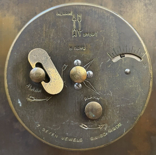 Orologio da scrivania Semca ottone 7 gioielli 8 giorni art deco non funzionante RARO - Foto 4 di 8
