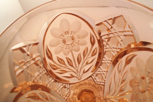 Vintage Pink Glass Etched Cut Flower Large Goblet - Picture 5 of 9