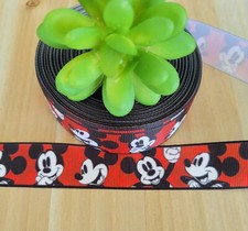 1 Inch 1 YD Mickey Mouse Grosgrain Ribbon Lanyard Craft Hair Bow Mouse Ribbon