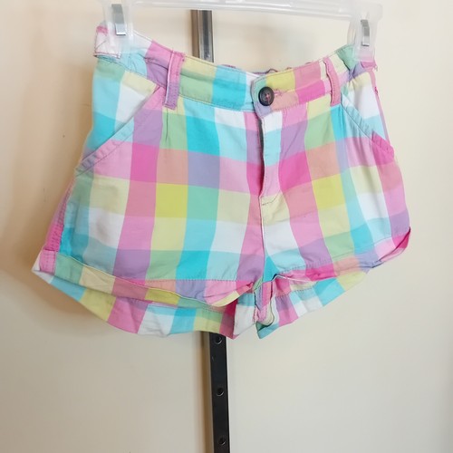 Y2K Girls H&M L.O.G.G. Plaid Pastel Colorful Casual Cute Summer Short Shorts - Picture 3 of 13