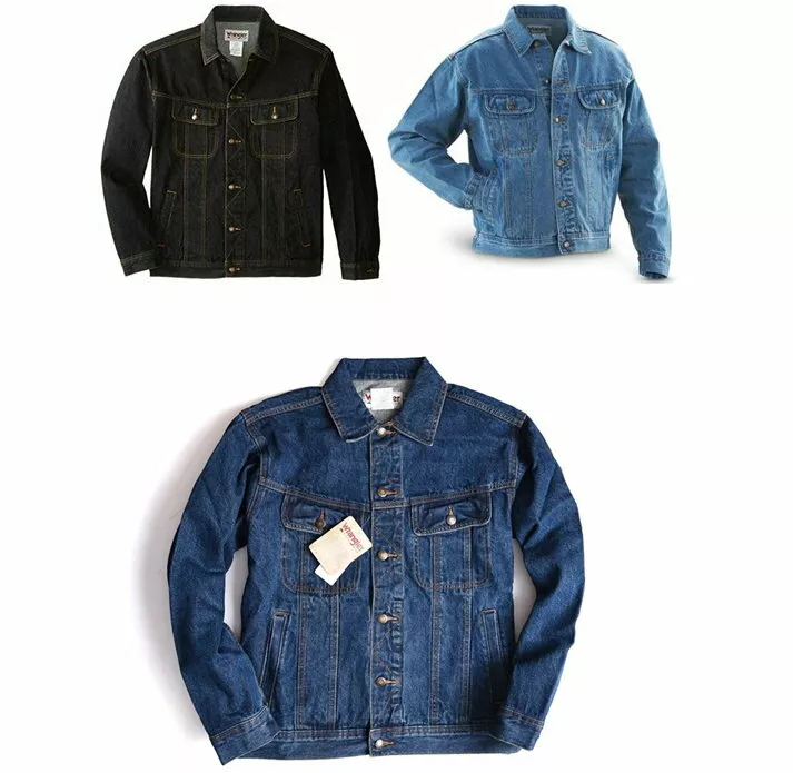 Mens Wrangler Rugged Wear Denim Jacket Inside Pockets Regular Big Tall
