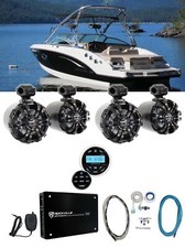 4 Rockville WB65 Black 6.5" Swivel Marine Wakeboard Speakers Receiver Amp