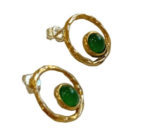 URSUMANDO ORECCHINI CERCHIO CON AGATA VERDE BRONZO E ARGENTO OR759B - Foto 2 di 4