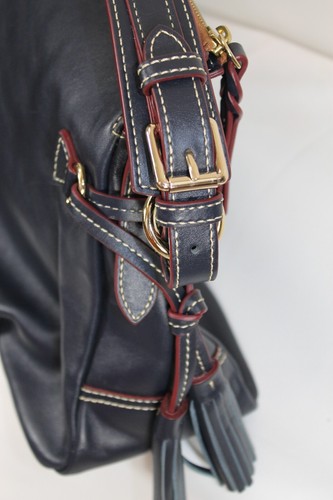 Hermosa Cartera HOBO Dooney & Bourke Tegan Azul Marino Cuero Florentino Suave - Imagen 5 de 10