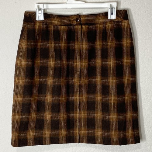 NYCC Zip Up Plaid Brown Skirt Size 12 - Picture 1 of 3