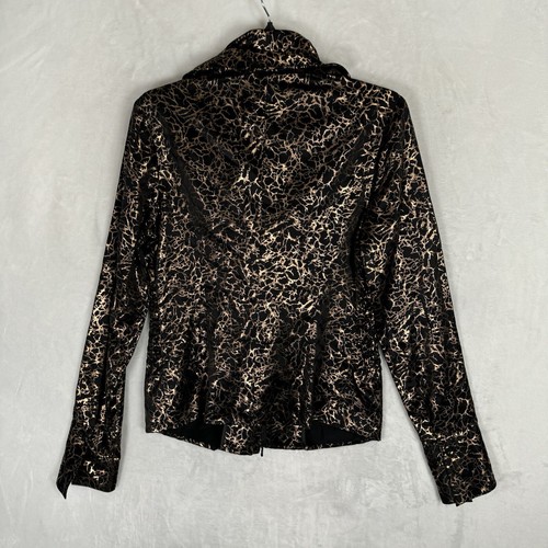 NWT Samuel Dong Silk Blend Ruffle Jacket Size S Black Metallic Gold Wire Collar - Picture 15 of 19