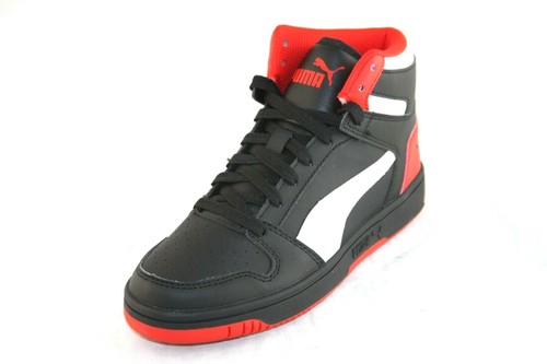 PUMA Rebound LayUp Mid Sneakers JUNIOR 370486-08 BLACK-HIGH RISK RED-WHITE SHOE - Picture 3 of 8