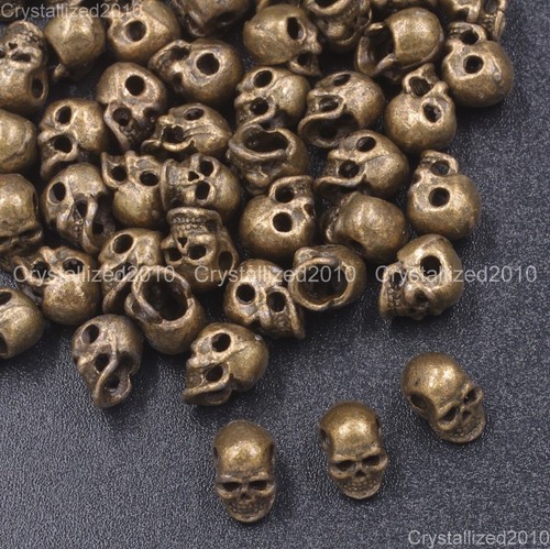 Side Drilled Metal Skull Bracelet Necklace Earring Connector Charm Spacer Beads - Picture 15 of 18