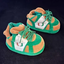 Univ. of Miami Hurricanes  NCAA Baby 1st Slippers Comfy Feet Birth - 9 Months