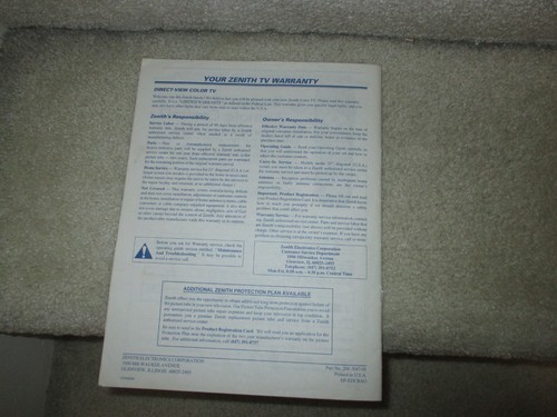 Vintage Zenith Sentry 2 Operating Guide 1996 - Picture 5 of 5