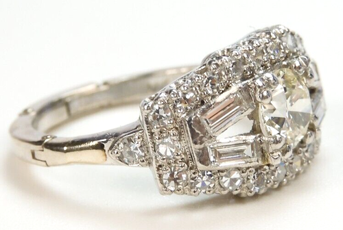Antique Diamond Engagement Ring Platinum 14K White Gold Size 8.5 UK-Q1/2 EGL USA - Picture 5 of 16