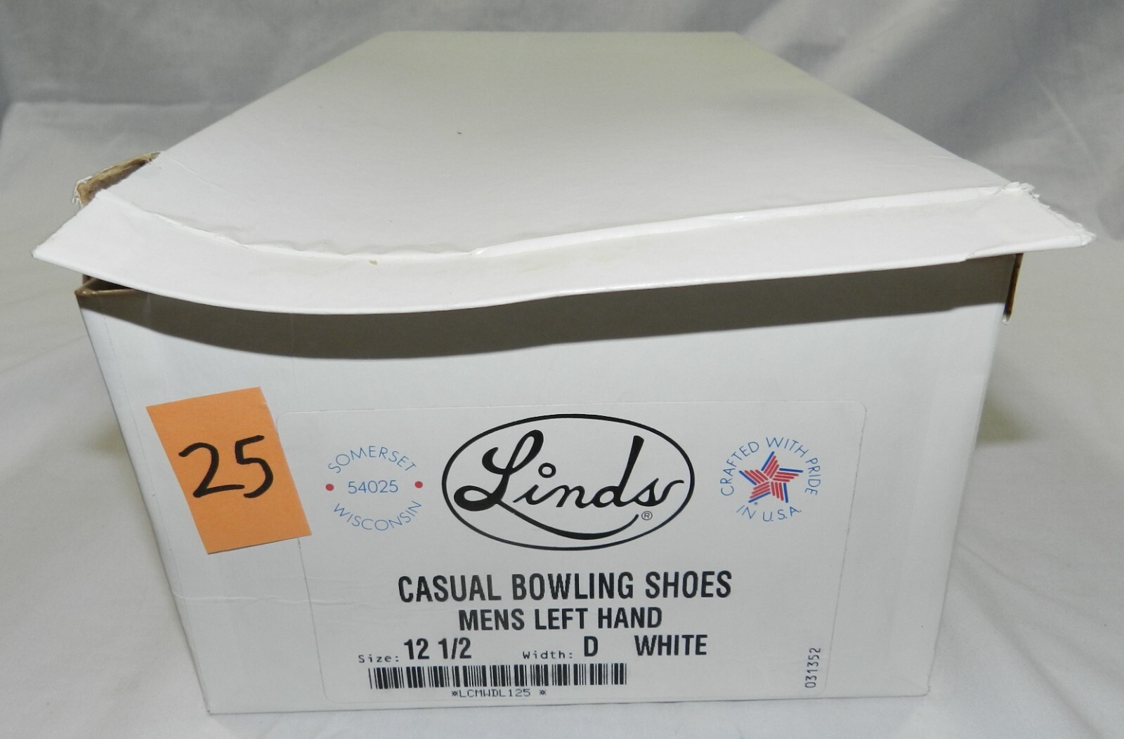 Lotto 25 Scarpe da bowling casual Linds nuove con scatola Uomo LH 12 5 D Bianco