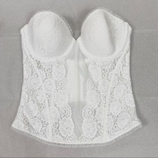 Maidenform White Lace Sheer Paneled Bustier Corset Top Size 34B