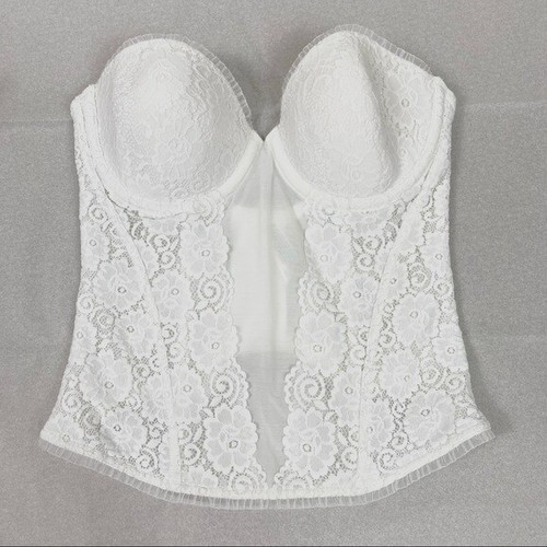 Maidenform White Lace Sheer Paneled Bustier Corset Top Size 34B - Picture 1 of 4