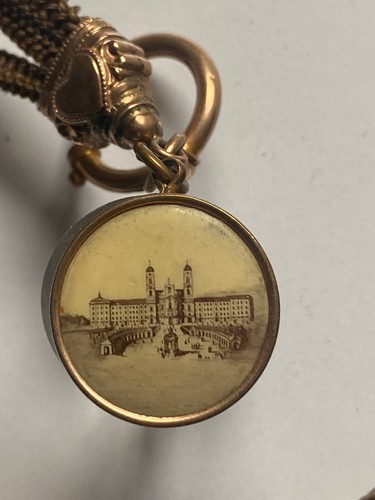 Montre à gousset Biedermeier homme avec cheveux véritables - le plus cher chaîne de montre Biedermeier - mouvement fonctionne