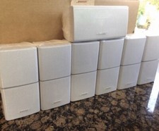 7 Mint Bose Double Cube Speakers 1 Center Channel and 6 Surround White 7.1 7.2
