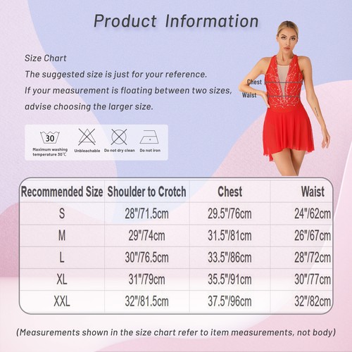 Women Lyrical Dance Dresses Halter Neck Figure Skating Dress Ballet Dancewear - Bild 88 von 93