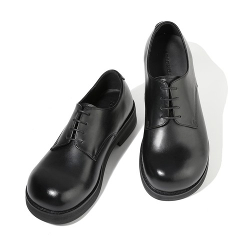 Firenze Atelier Para Hombre Cuero Negro Punta Redonda Oxford Derby Zapatos Plataforma Zapatos - Imagen 5 de 24