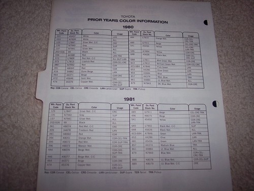 1983 TOYOTA EXTERIOR DU PONT PAINT CHIP COLOR CHART #213 - Bild 2 von 4