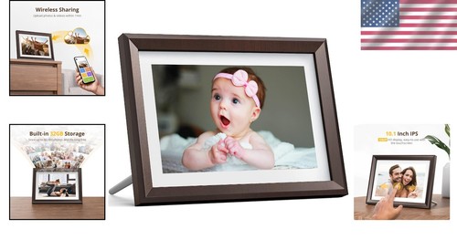 Classic 10 Brown Digital Photo Frame - Instant Wireless Sharing & Touch Screen - Picture 2 of 9