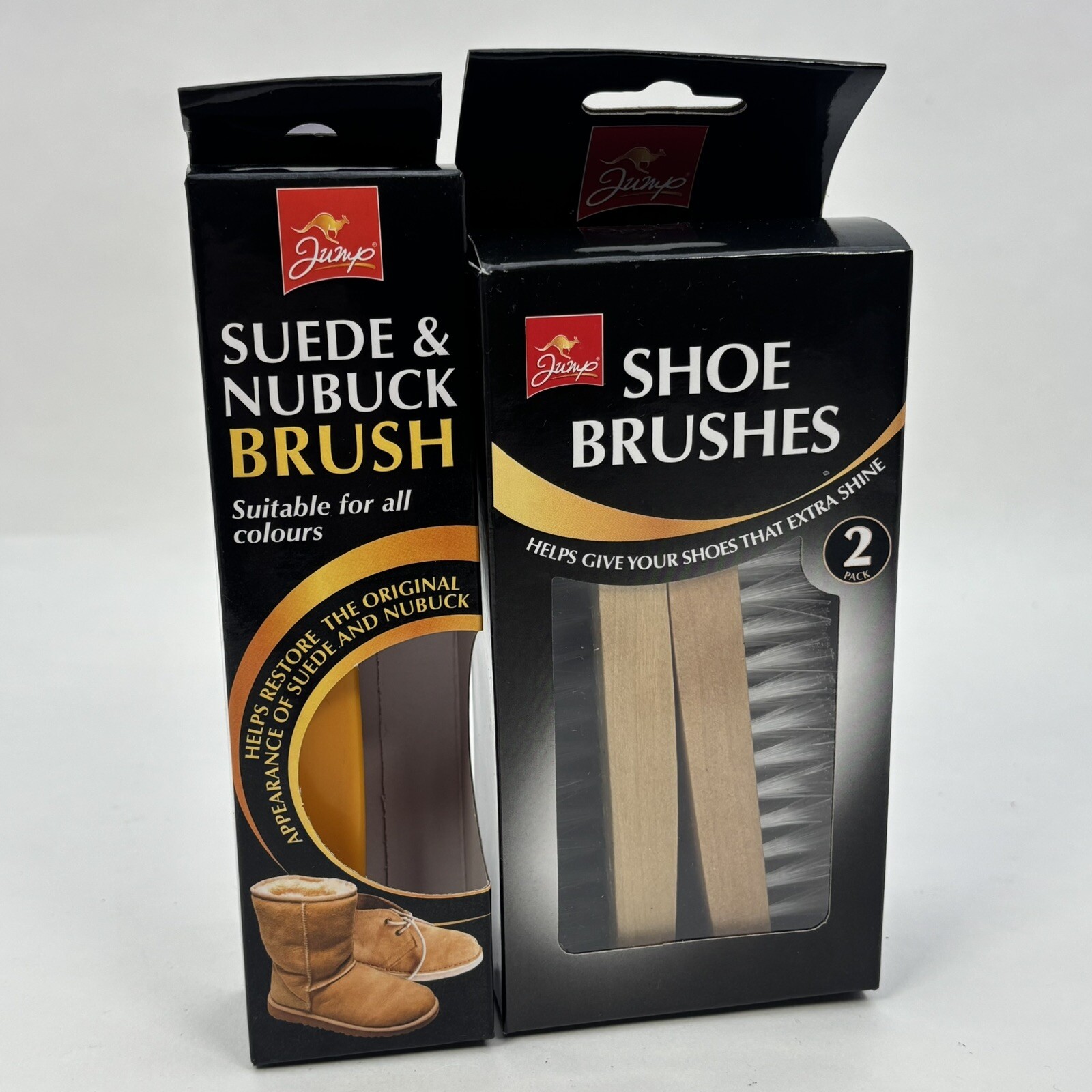 Shoe + Suede Nubuck Boot Brushes Jump Restore Clean Shine Kit Black Brown Polish