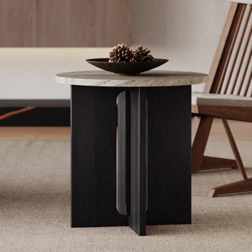 Wabi Sabi Wind Small Coffee Table Side Living Room Solid Wood Sofa Bedroom Round - Picture 2 of 9