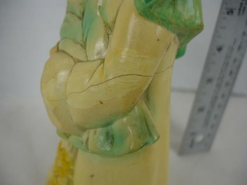 Antique Madonna w Baby - Mary Jesus Statue 8 3/4" Chalkware Figurine Japan - Picture 8 of 11