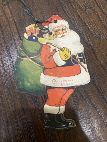 Juego de 15 adornos navideños troquelados de papel Silvestri de colección Papá Noel perro gallo USN - Imagen 6 de 17