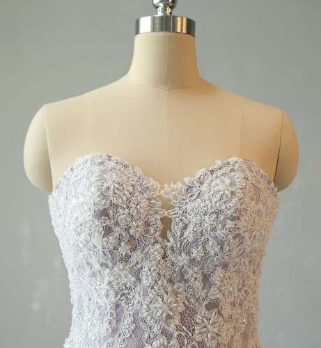 Lila Wedding Dress Bridal Gown Beaded Lace Bodice 4-24 Plus Size Custom made - Picture 4 of 12