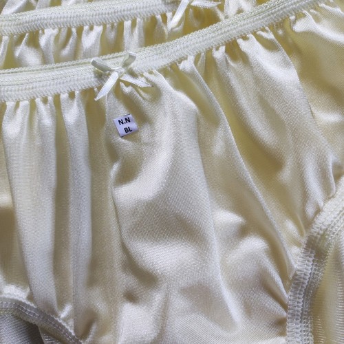 7p Yellow Bikini Size L Panties Light Nylon Silky Soft Smooth Briefs Hip 32"-38" - Picture 2 of 11