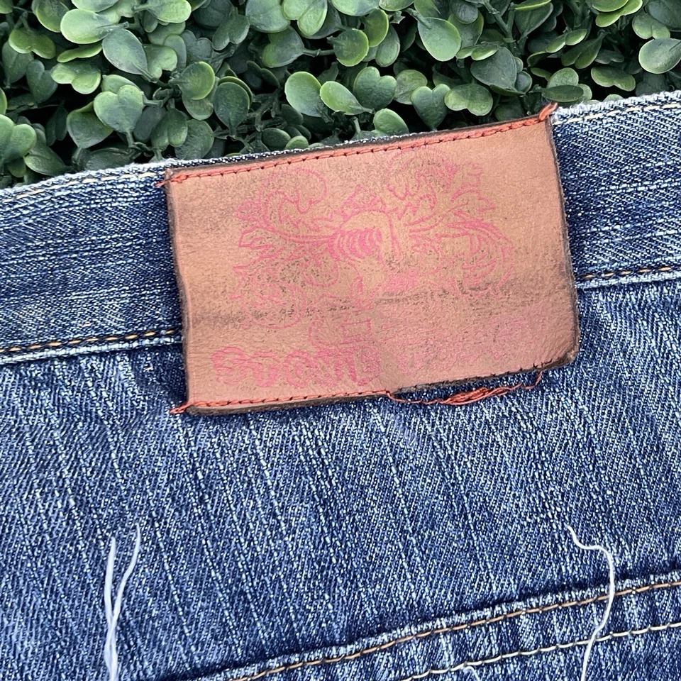 VTG Stone Touch Denim Chinese Bird Embroidered Hip Hop Baggy Shorts Size 38 - Image 3 of 4