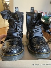 Doc Martens 1460 Cosmic Glitter Leather Lace Up Zip Ankle Boots SZ 3 US