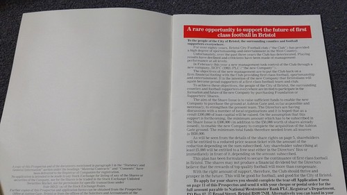 BRISTOL CITY - Support Bristol City FC now or never Share scheme prospectus 1982 - Picture 2 of 6