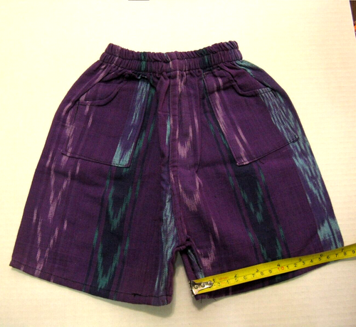GUATEMALAN VINTAGE WOVEN KIDS SHORTS NEW OLD STOCK WITH TWO POCKETS - Picture 3 of 5