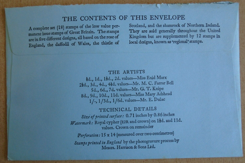 1960 Wildings (18 values) 10s 6d Forerunner Pack. Opened, contents complete. - Picture 2 of 2