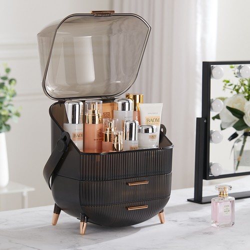 LARGE MAKEUP COSMETIC ORGANISER DRESSING TABLE MAKE UP HOLDER TIDY STORAGE BOX - Picture 23 of 24