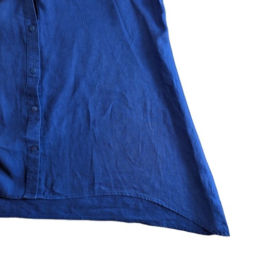 Top donna For Cynthia taglia XL 100% lino morso di squalo asimmetrico blu royal linguetta rotolo - Foto 6 di 12