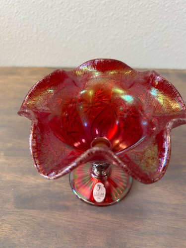 Fenton Museum Collection Red Iridescent Daisy Compote Candy Dish Nut Dish - Picture 3 of 8