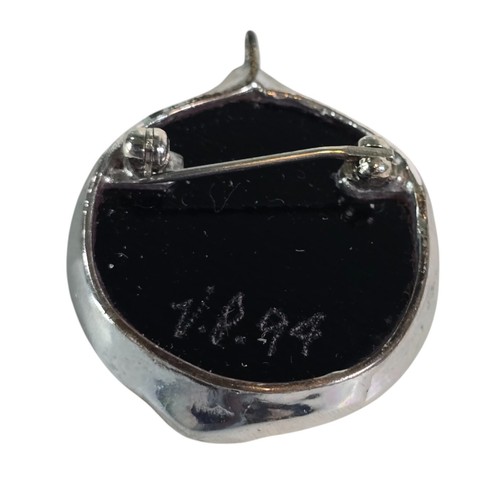 Signed Artisan Cat Brooch Pendant Cosmic Galaxy Glitter Enamel Signed Pin 1994 - Picture 15 of 18