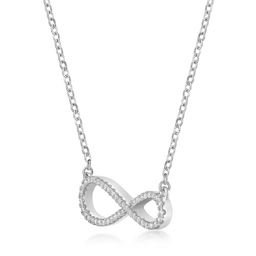 925 Sterling Silver Infinity Necklace With 0.23 Carat Diamond Handmade Jewelry - Picture 2 of 6