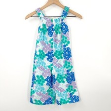 Mini Boden Floral Smocked Wide Leg Romper Girls 4/5 Retro Flowers Colorful