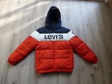 Levi  s Hooded Puffer Coat Jacket Youth L 12-13 Yrs Red White Blue NEW NWT
