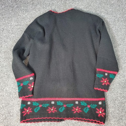 Strickjacke Damen Weihnachten Oma schwarz Nussknacker Bär M hergestellt in den USA Vintage - Bild 8 von 8
