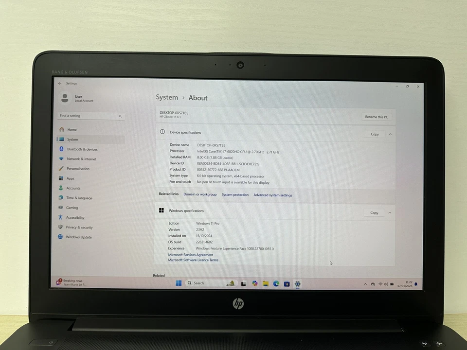 HP Laptop Windows 11 ZBOOK 15 G3 i7 6820HQ 2.7GH 8 GB 256GB NVIDIA Quadro M2000M - Image 3 of 4