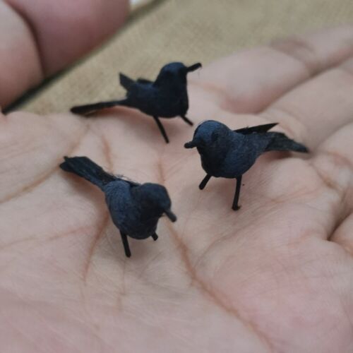 Pájaro Negro Cuervo Algodón Espuma Artificial Pájaros Casa de Muñecas Adorno en Miniatura Decoración - Imagen 10 de 11
