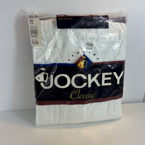 Jockey NOS Classic Mens T-shirts 100% Cotton 3 PK V Neck 1998 XL (46-48) White - Picture 2 of 9