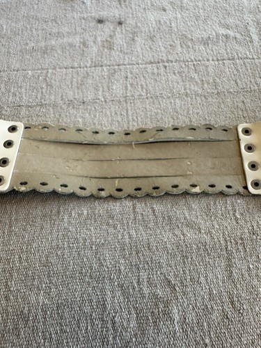 Southwestern White Patent Scalloped Genuine Leather Large Buckle Belt M - Picture 11 of 12